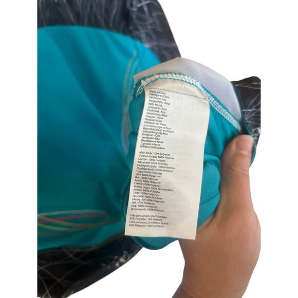 Pearl Izumi Women’s Cycling Jersey Large Teal Black Graphic Zip Back‎ Pockets SS - Picture 9 of 9